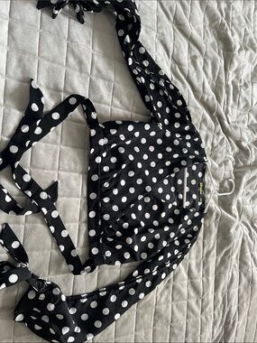 Polka Dot Tie-Front Blouse - Black/White